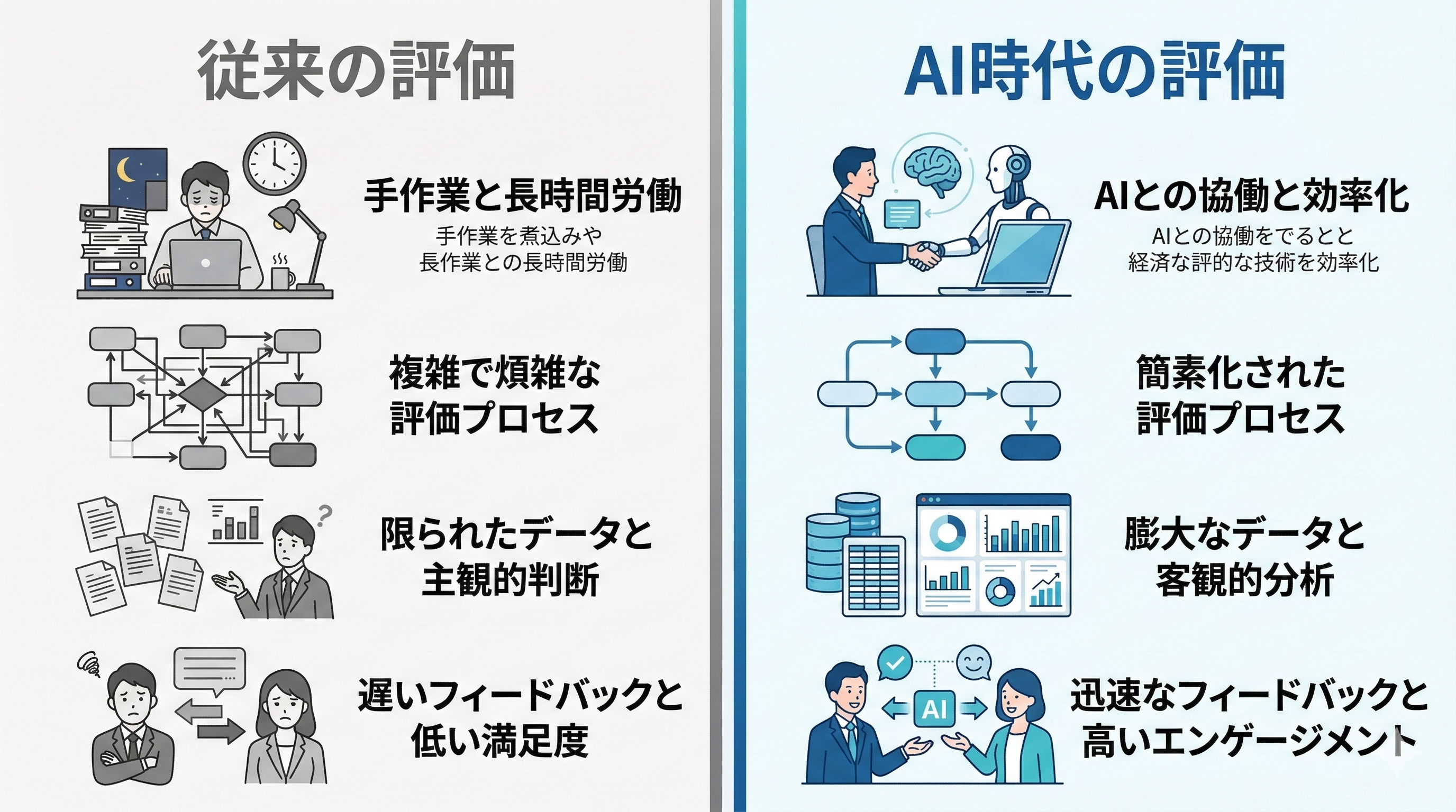 従来評価とAI時代の評価の比較